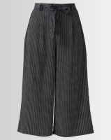 Brave Soul Cropped Strip Trousers Black/Ecru Photo