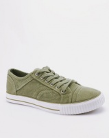Tomy Takkies Mens Washed Denim Lace Up Sneakers Khaki Photo
