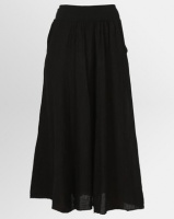 Assuili William de Faye 100% Linen Long Skirt Pockets Black Photo