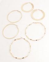 All Heart Multi Pack Textured Hoop Earrings Gold-Toned Photo