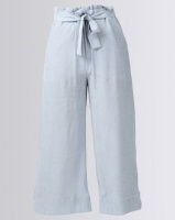 New Look Crepe Tie Waist Cropped Trousers Pale Blue Photo