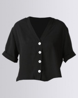New Look V-Neck Boxy Shirt Black Photo
