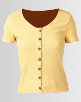 New Look Button Front Ribbed T-Shirt Yellow Photo