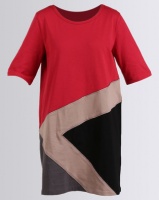 G Couture Long Sleeve T-shirt Colourblock Dress Red Photo
