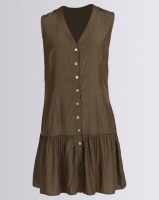 G Couture Sleeveless Button Down Tunic Olive Photo