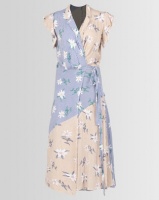 Paige Smith Wrap Short Stripe Sleeve & Floral Dress Multi Photo