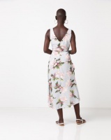 AX Paris Sleeveless Wrap Over Dress Grey Floral Print Photo