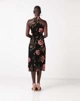 AX Paris Wrap Skirt Dress Black Floral Photo