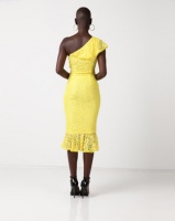 AX Paris Lace One Shoulder Frill Detail Midi Dress Yellow Photo