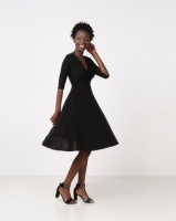 City Goddess London Twist Front Skater Dress Black Photo