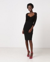 City Goddess London Half Sleeve Midi Dress With Sweetheart Neckline Black Photo