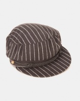 QUIZ Stripe Baker Boy Hat Black Photo