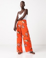 QUIZ Palazzo Trousers Orange And White Floral Photo
