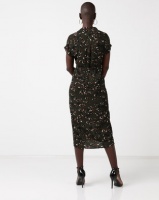 New Look Leopard Print Midi Shirt Dress Dark Green Photo