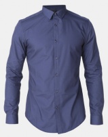 New Look Poplin Long Sleeve Shirt Navy Photo