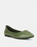 Utopia Pointy Flat Pumps Olive Photo