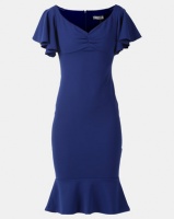 City Goddess London Off the Shoulder Midi Dress with Ruffle Sleeves Royal Blue Photo