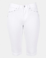 Queenspark Thick Stitch Woven Denim Shorts White Photo