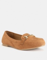 New Look Wide Fit Lingo Suedette Loafers Tan Photo