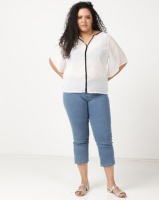 Utopia Plus Georgette Top With Black Tipping White Photo