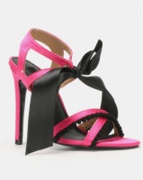 MHNY By Madison Brittany Two Tone Heeled Sandals Hot Pink/Black Photo