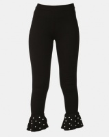 Brett Robson Zama Ponte Leggings With Pearl Detail on Ruffle Hem Black Photo