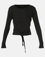 Brave Soul Long Sleeve Top With Tie Up Detail Black Photo
