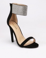 London Hub Fashion Diamante Cuff Stiletto Sandals Black Photo