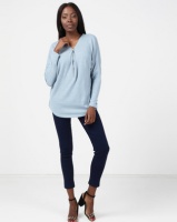 Revenge Zip Detail Knit Top Light Blue Photo