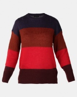 New Look Stripe Slouchy Jumper Red Colour Block Photo
