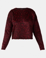New Look Brushed Fine Knit Leopard Print Top Red Photo