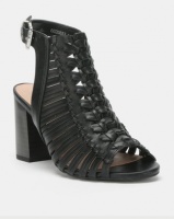 New Look Wide Fit Leather-Look Woven Block Heels Black Photo
