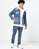 Utopia Trucker Jacket With Sherpa Lining Medium Wash Denim Photo