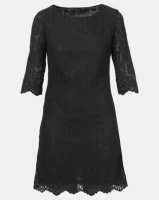 Assuili Round Neck Lace Dress Black Photo