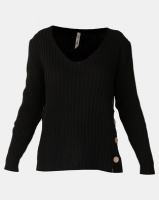 Revenge Side Button Knitted Top Black Photo