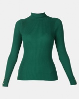 New Look Roll Neck Popper Cuff Top Green Photo