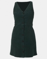 New Look Corduroy Button Front Dress Dark Green Photo