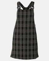 New Look Check Square Buckle Pinafore Dress Black Photo