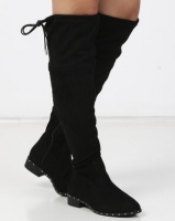 New Look Wide Fit Budded Stud Trim Over The Knee Boots Black Photo