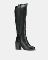 New Look Dapper Wide Fit Leather-Look Heeled Knee High Boots Black Photo
