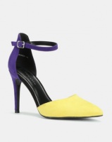 New Look Simple Two Part Stiletto Court Heels Purple/Yellow Photo