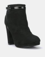 New Look Comfort Blossom Suedette Patent Trim Heeled Ankle Boots Black Photo
