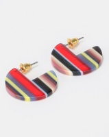 New Look Stripe Resin Solid Hoop Earrings Bright Red Photo