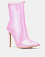 Public Desire Sheer Patent Perspex Boots Pink Photo