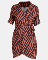 QUIZ Tiger Print Wrap Dress With Tie Belt Rust/Black Photo