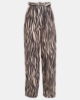 QUIZ Zebra Print Trousers Stone and Black Photo
