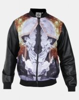 Soul Star Wolfain Printed Pleather Bomber Multi Photo