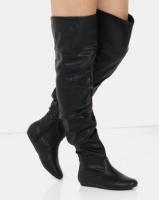 London Hub Fashion Flat Slouch Boot Black Photo