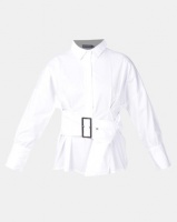 Utopia Belted Shirt With Puff Sleeve White Photo