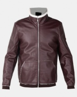 Utopia Sherpa Lined PU Jacket Burgundy Photo